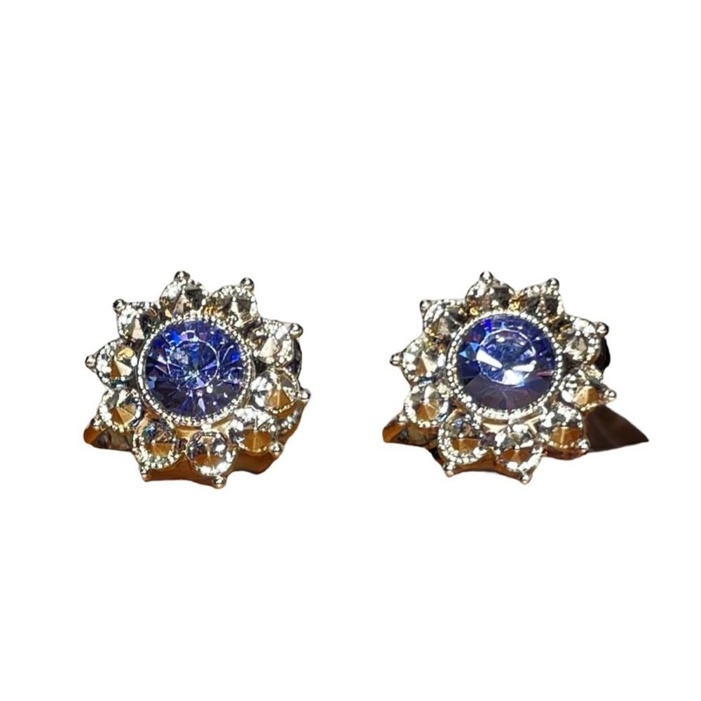 Joan Rivers Vntg Starburst Blue/Purple Silver Tone Screw Back Clip On Earrings